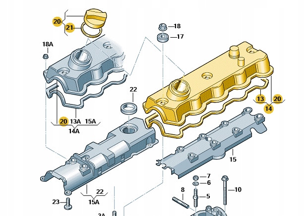 POKRYWA ZAWORÓW 038103469E ORYGINALNA Typ samochodu Samochody osobowe