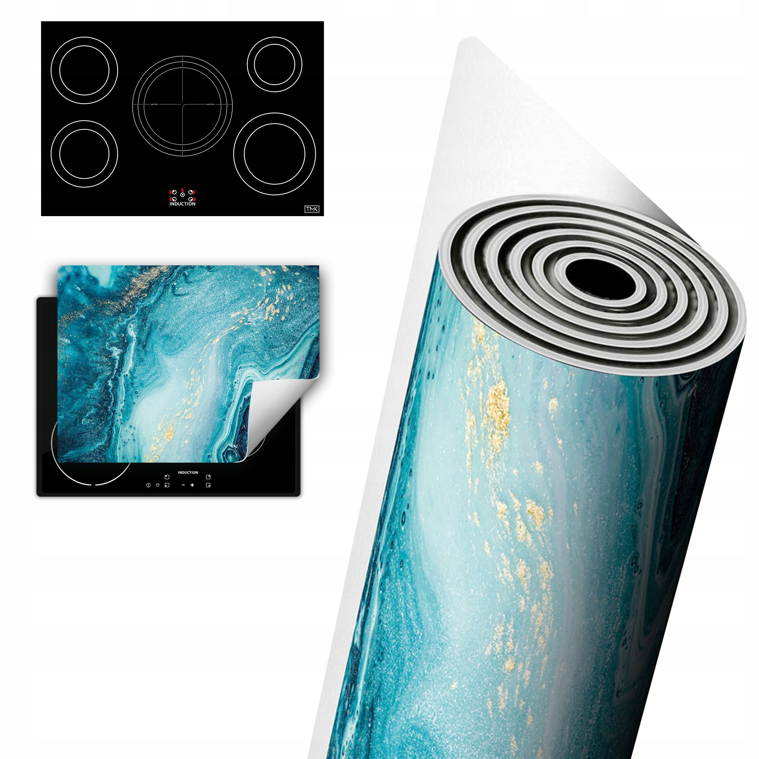 Vinylová Ochrana Na Indukci Desky 80x52 modrá mramor