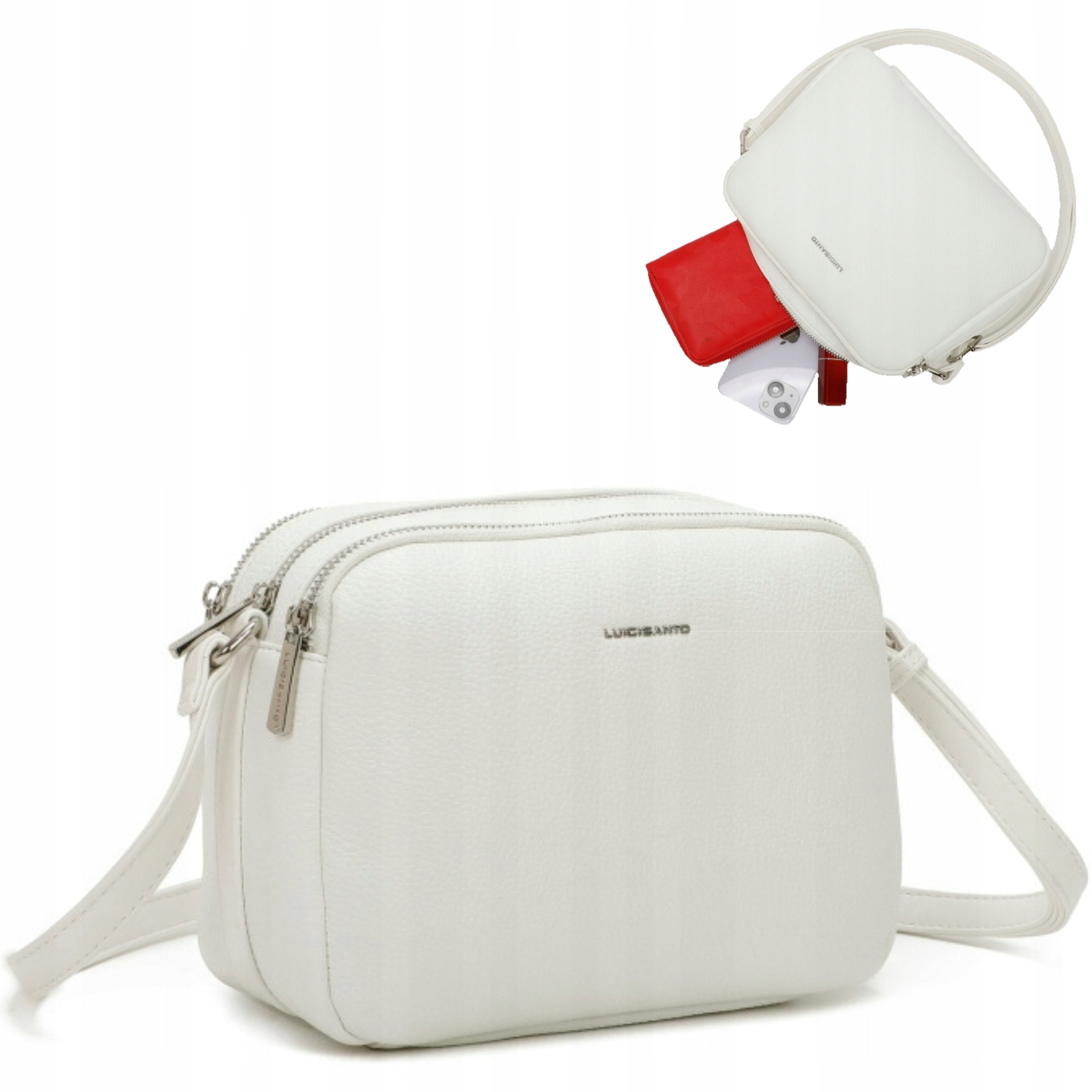 Dámská kabelka přes rameno Světle bílá Kožená Eko Kůže Luigisanto