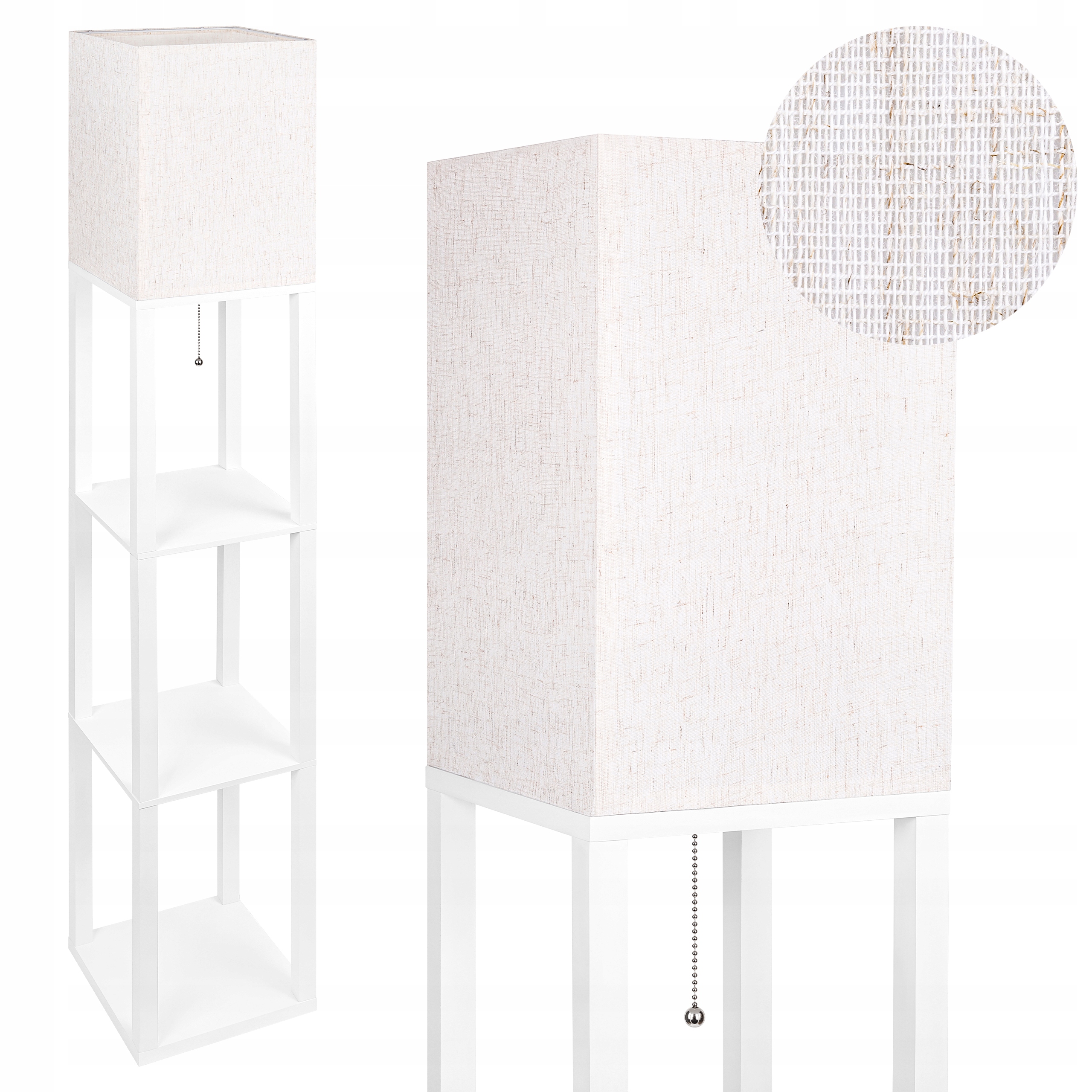 Lampa Stojąca Podłogowa Drewniana 2w1 Półka Regał 160cm Do Czytania E27