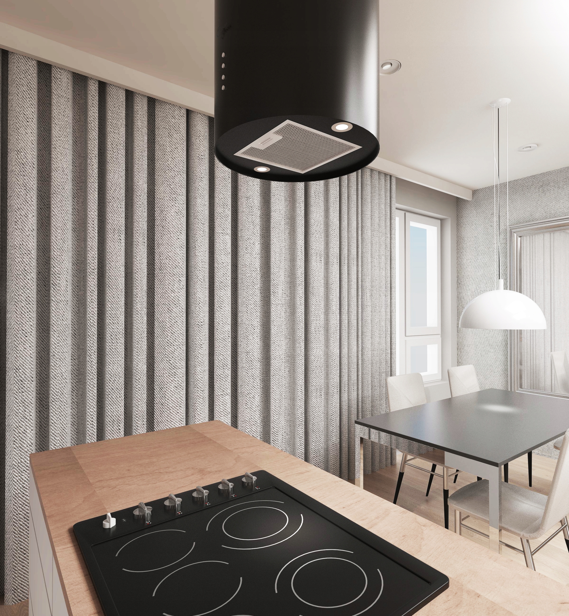 Okap Shadow wyspowy wiszący tuba CZARNY MAT śr. 35cm Minimalna wysokość produktu 99 cm