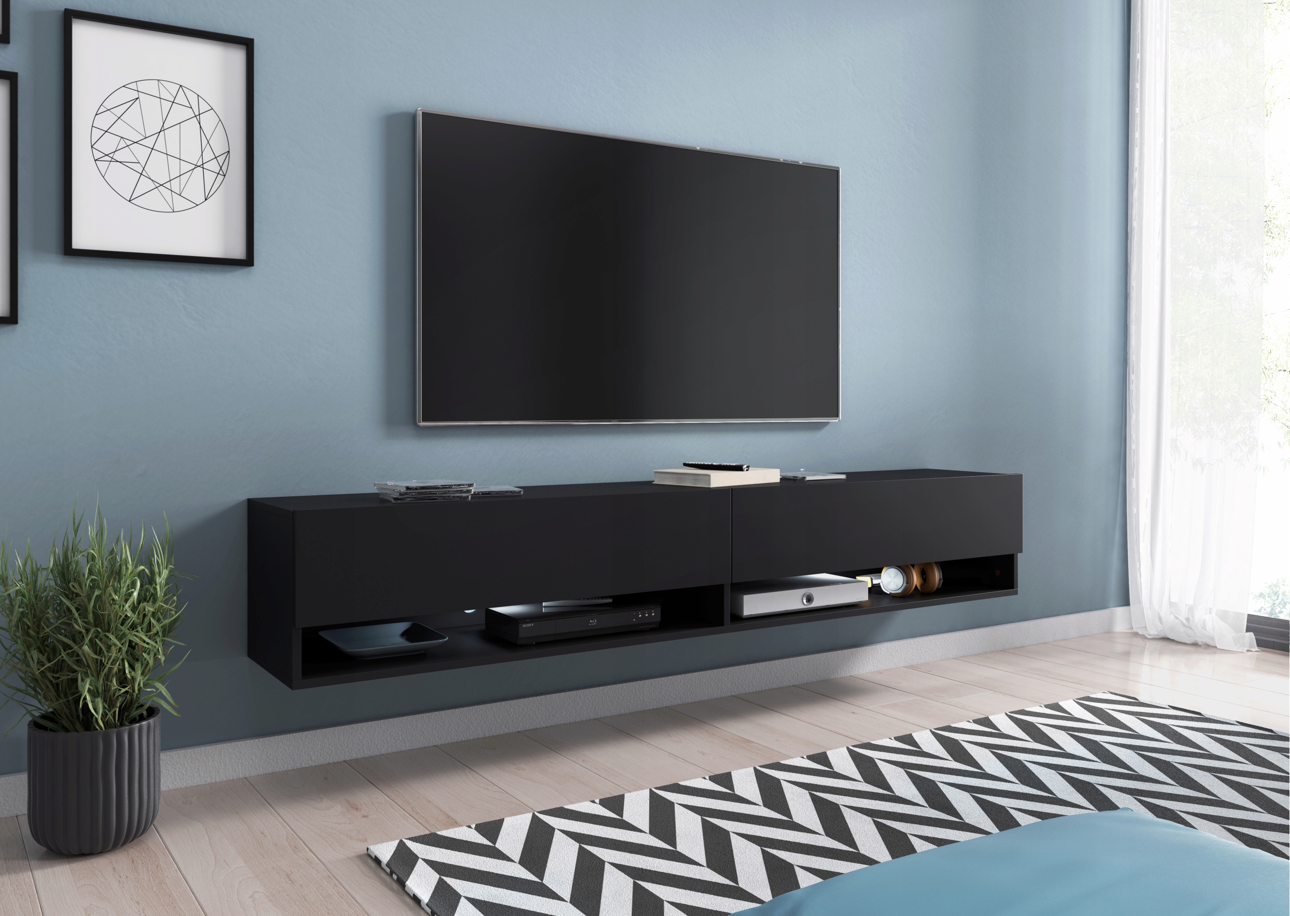 Szafka RTV Lowboard A 180cm DĄB WOTAN / BIAŁY POŁYSK Typ uniwersalna