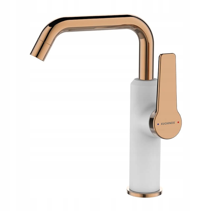 Bateria umywalkowa stojąca Alanis białe/różowe złoto łazienkowa nablatowa L