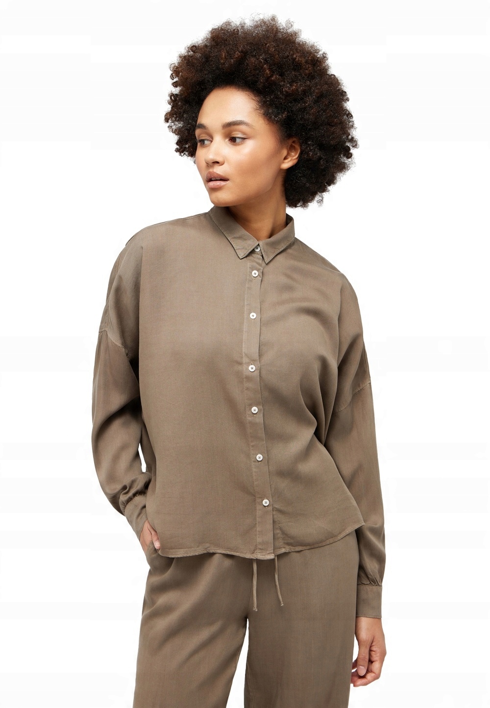 Dámská Oversize Košile Hnědá Elegantní Dámská S Dlouhým Rukávem Mustang 40