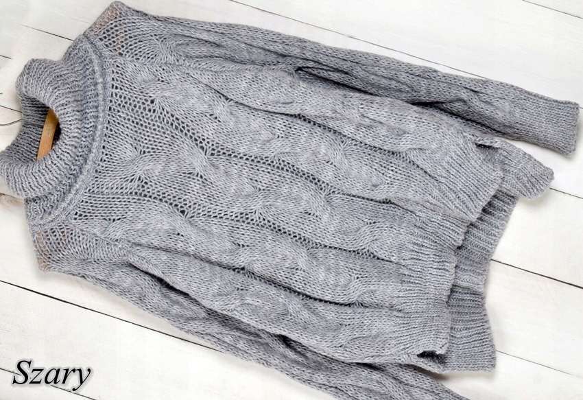 CIEPŁY GRUBY SWETEREK WARKOCZ GOLF W30 Rozmiar uniwersalny