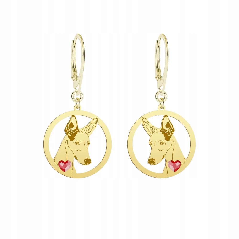 Náušnice Zlaté s psem Podenco z Ibizy 925 Žena Šperky Gravírování Bonus