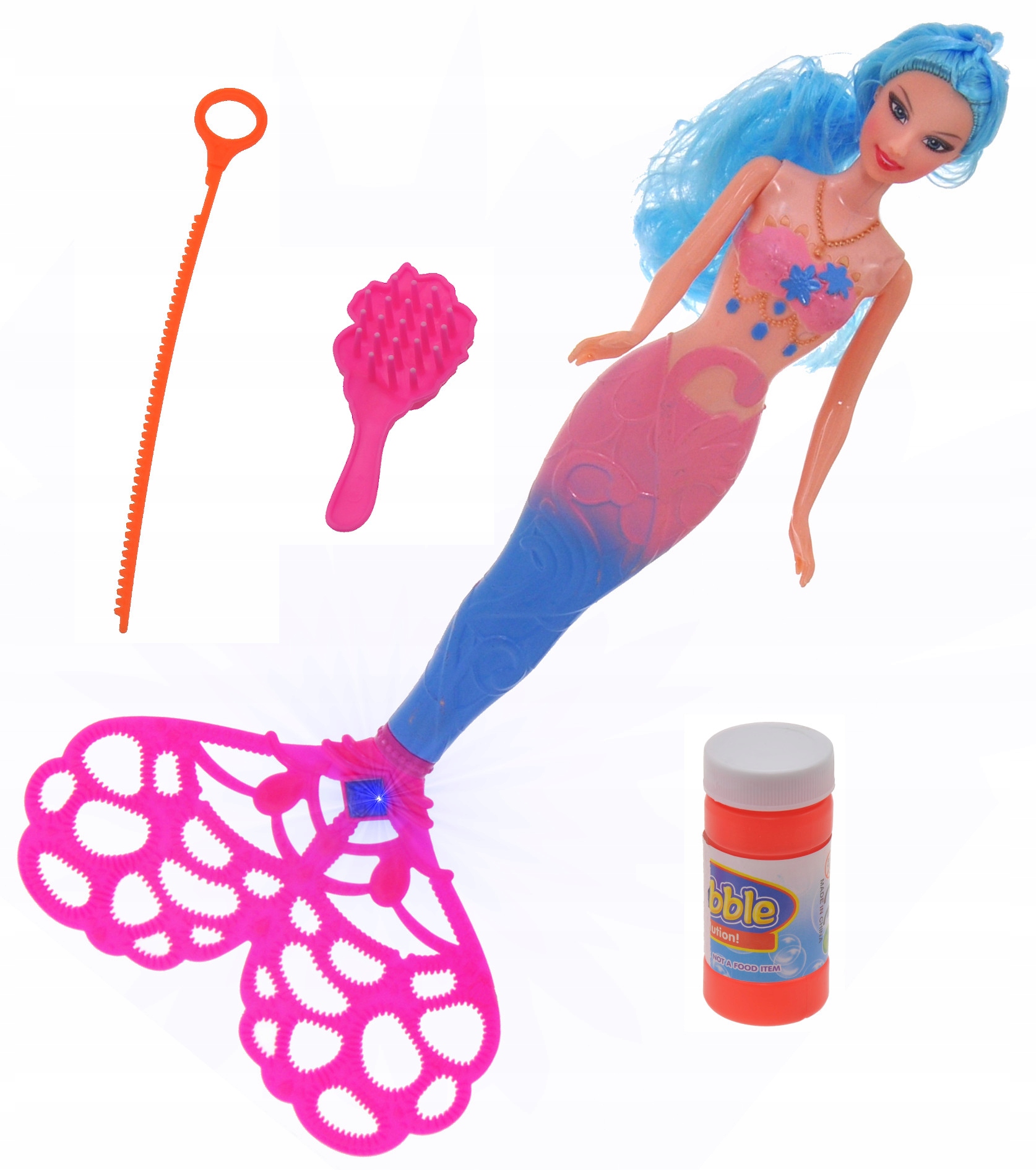 LALKA SYRENKA PUSZCZAJĄCA BAŃKI DUŻA 37 CM + PŁYN Marka inna