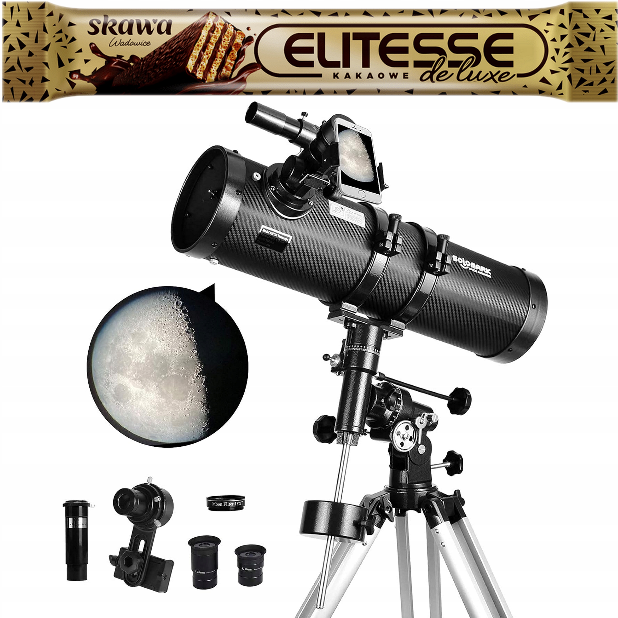 Solomark Newtonův profesionální teleskop 130EQ s příslušenstvím pro astronomii