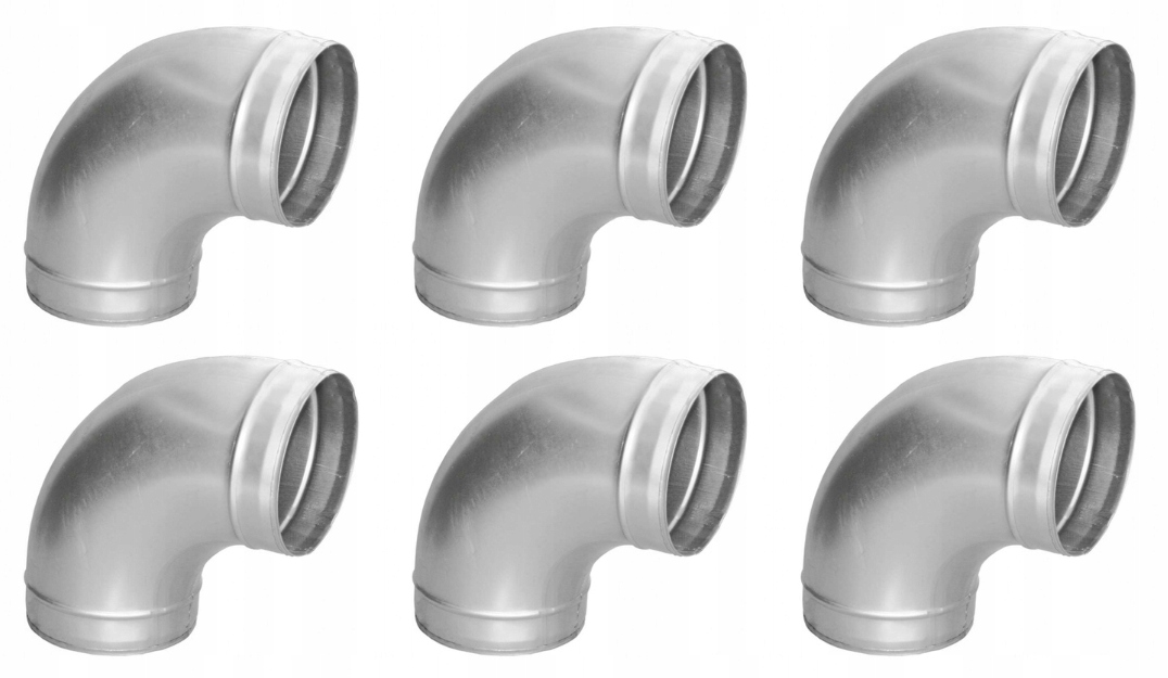 Ventilační lisované koleno pozinkované fi 100 – 90 stupňů Set 6 Kusů
