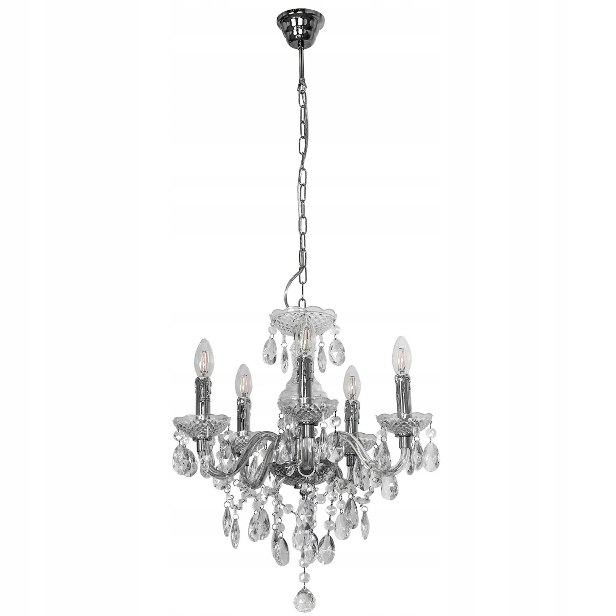 Závesná lampa Whiz Italux 5xE14 chrómová, krištáľová, 40 W, stmievateľná