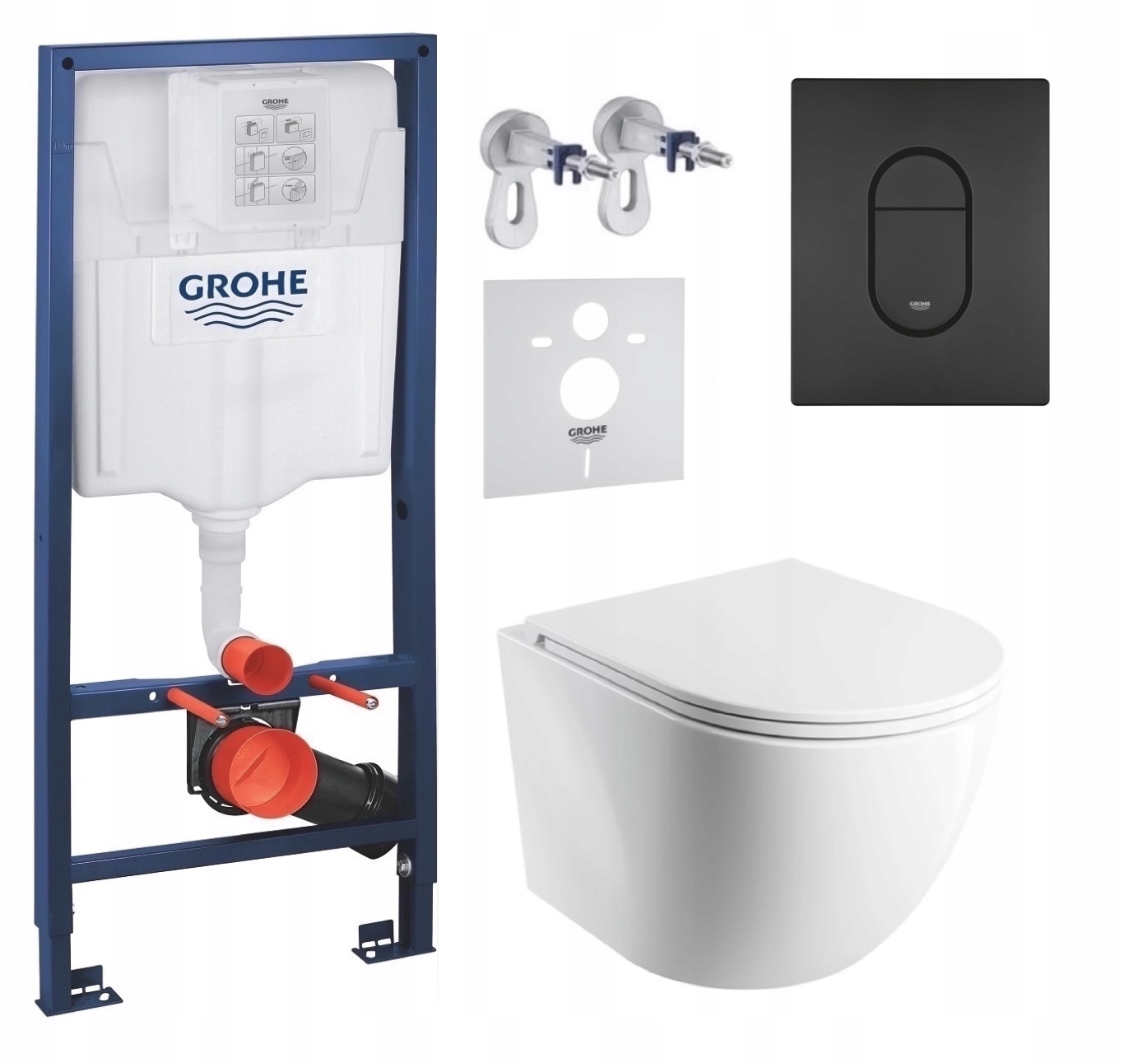 Podomietkový Wc set Grohe s miskou Omnires a tlačidlom čierny mat Fresh