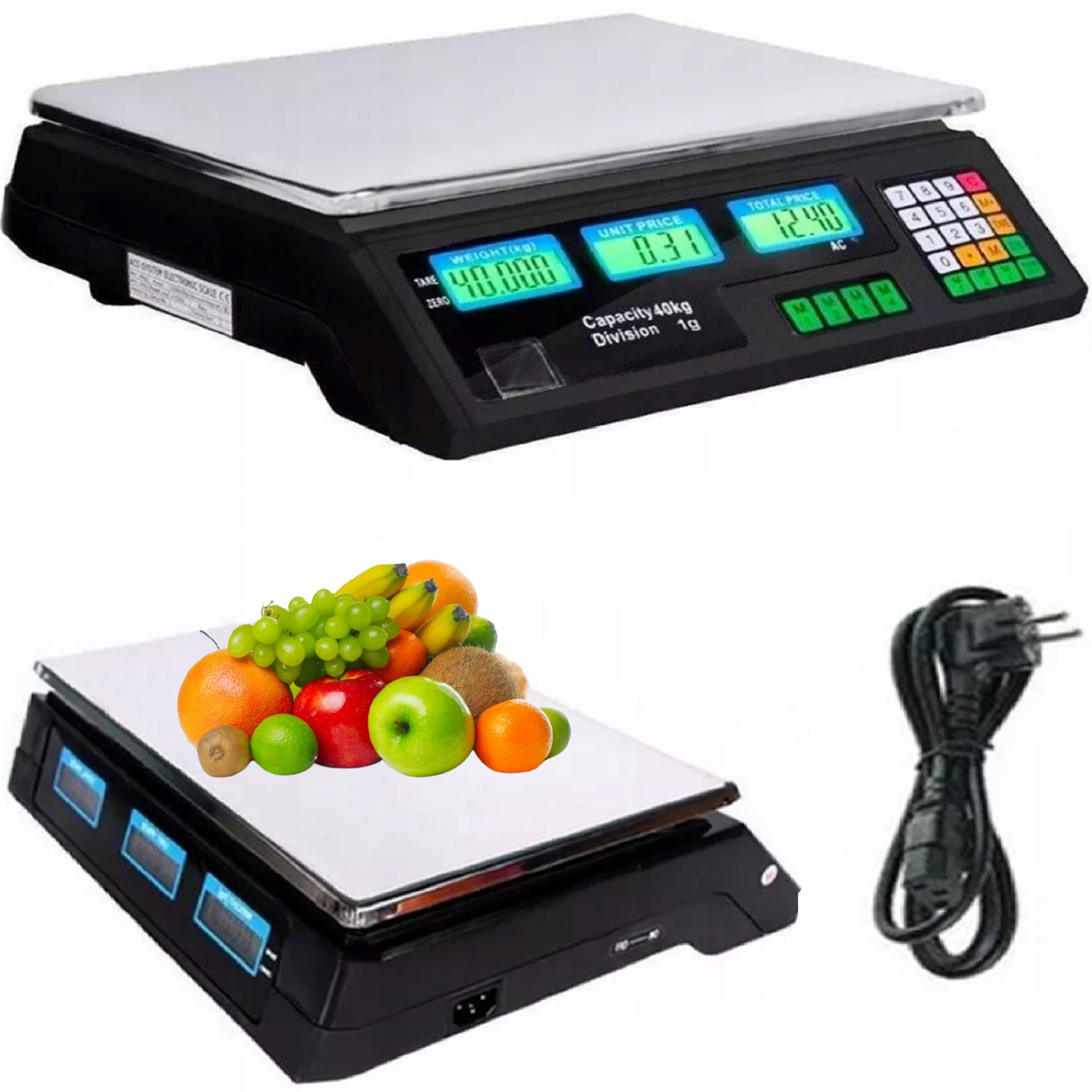 WAGA ELEKTRONICZNA SKLEPOWA MAGAZYNOWA PRZEMYSŁOWA Z AKUMULATOROREM DO 40KG