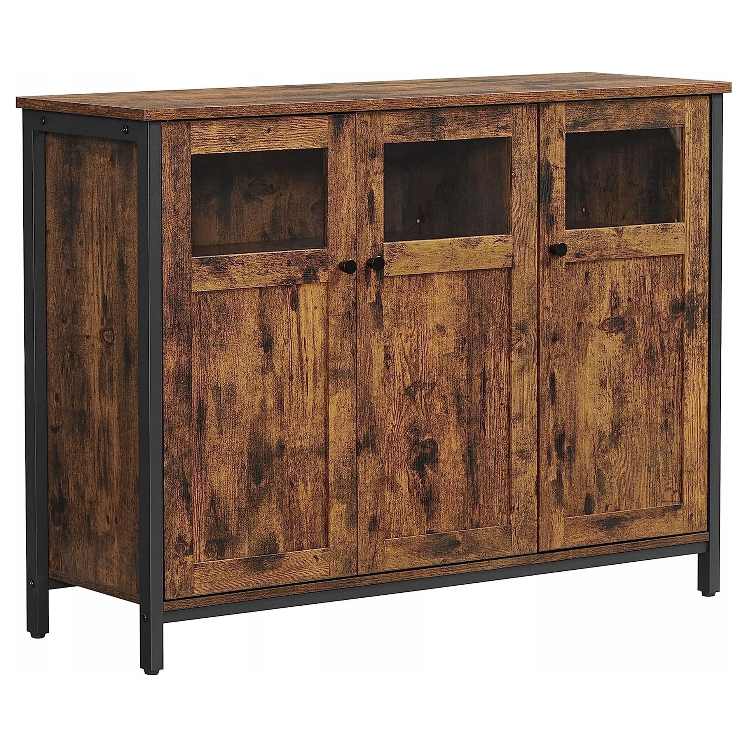 Kredens Rustykalny Komoda Zamykana Loft Ciemny Brąz do Salonu Sypialni 75cm