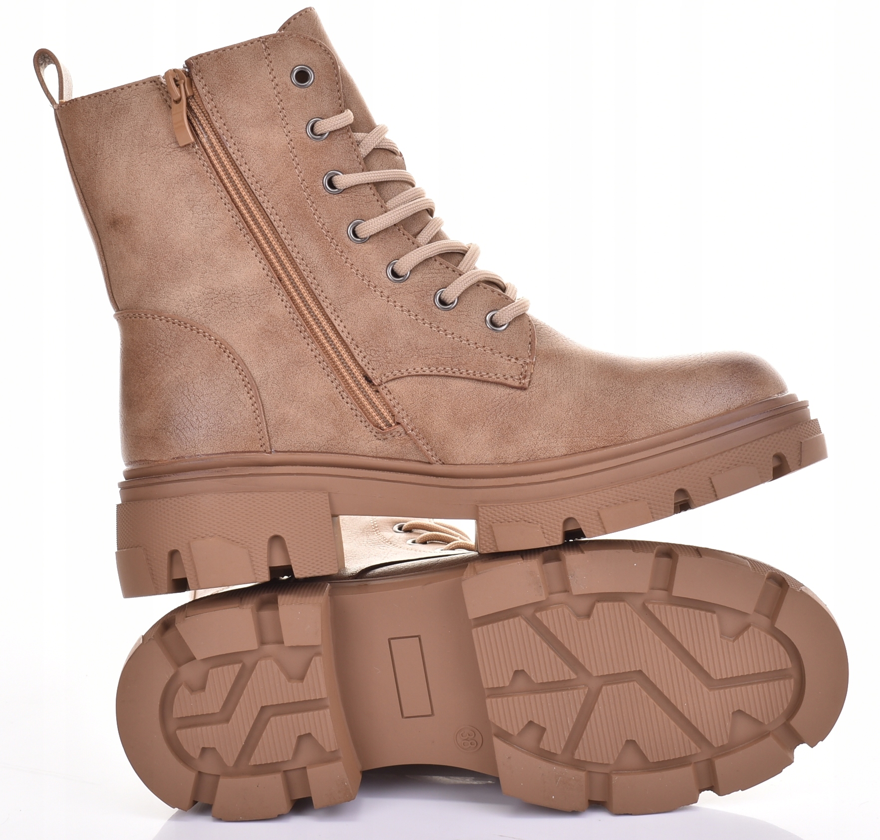 Dámské Sněhule Workery Zateplené Traperky Zip Ekokožené Hnědé