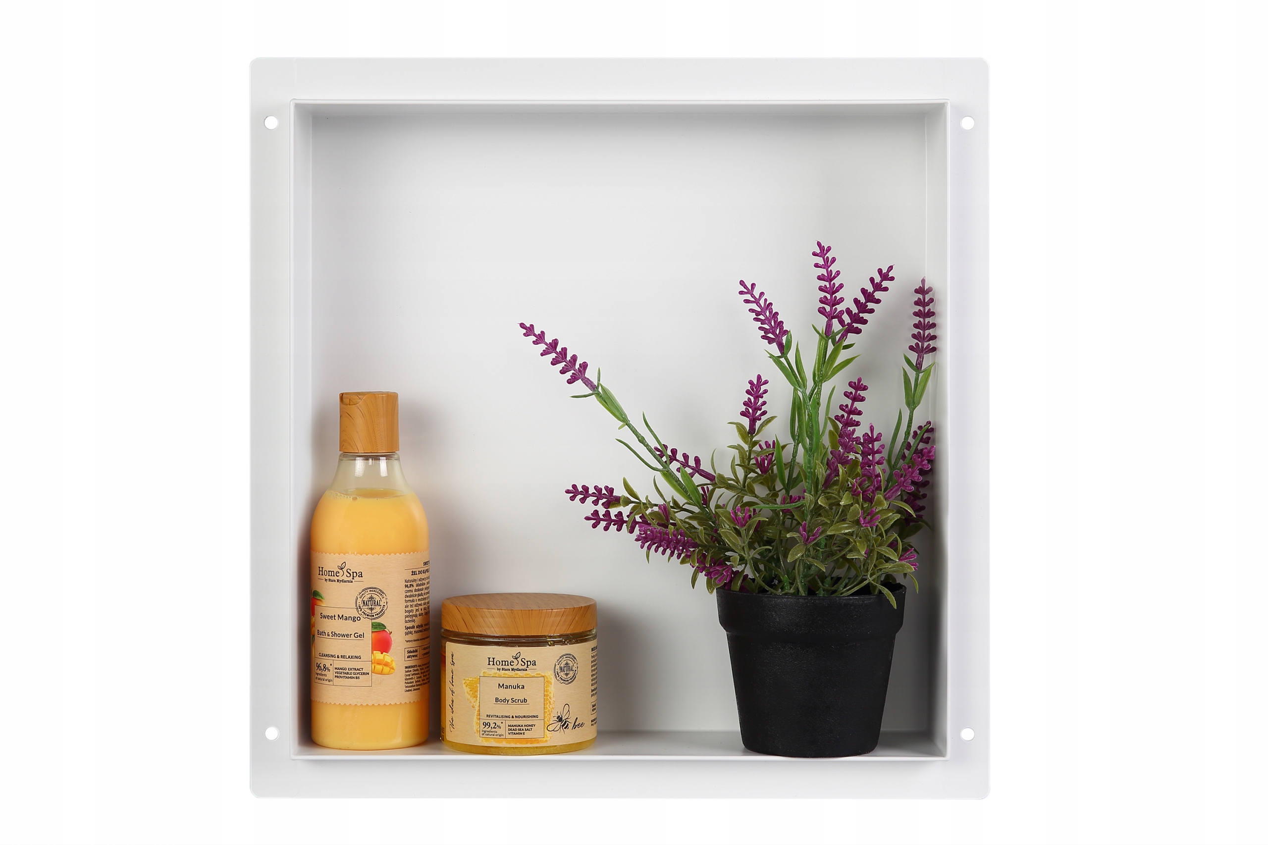 Balneo Bezrámčeková Vstavaná Polica 30x30x10cm Biela Nerezová Wall-box No Rim