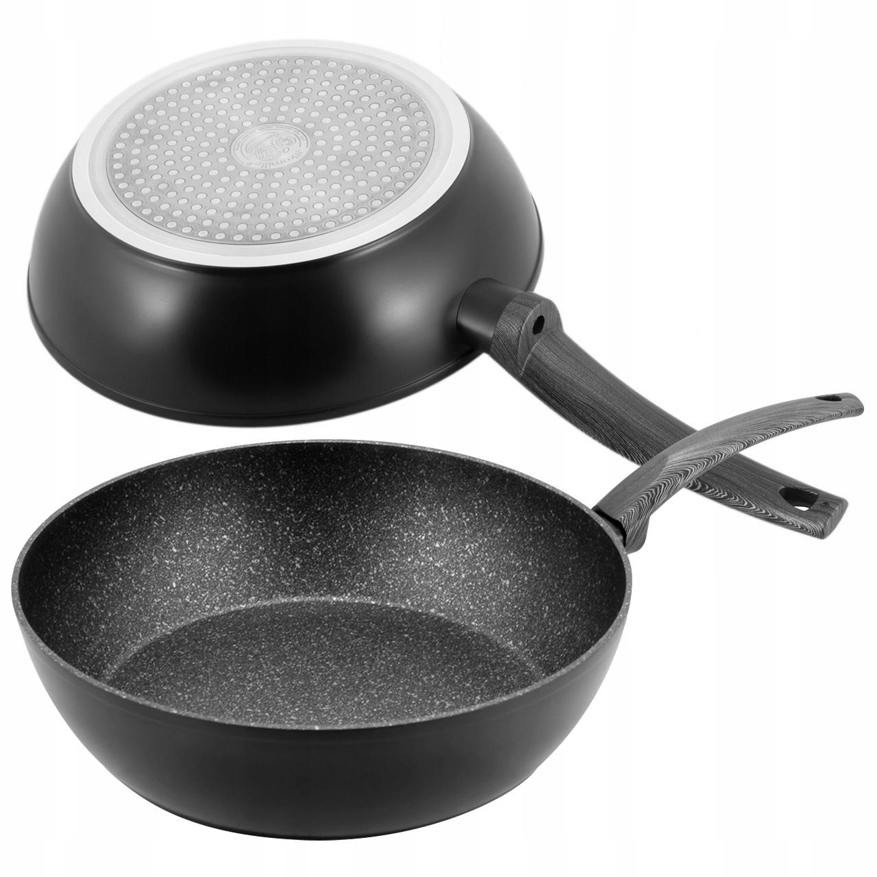 Patelnia Marmurowa Gruba Głęboka Wok 32 CM Indukcja Kamille