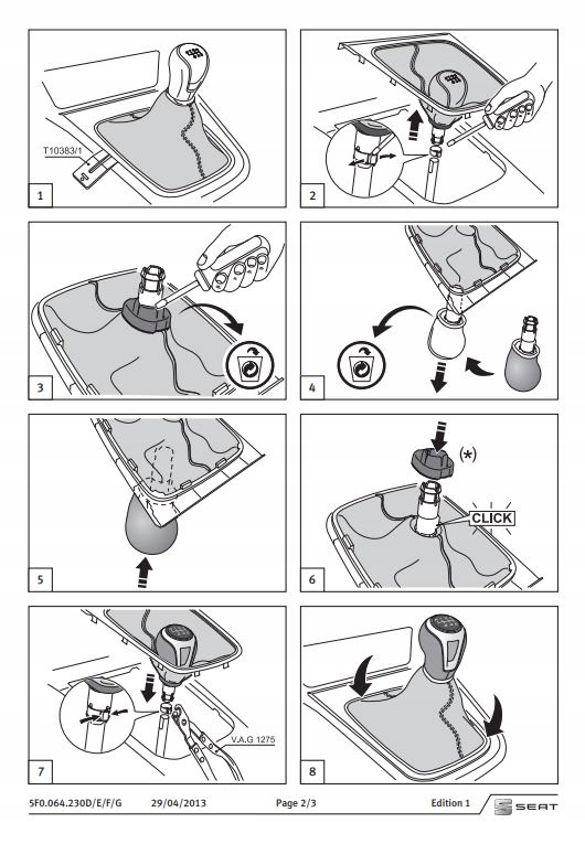 NOWA ORYGINALNA GALKA DZWIGNI ZMIANY BIEGOW SEAT Weight with packaging 0 5 kg