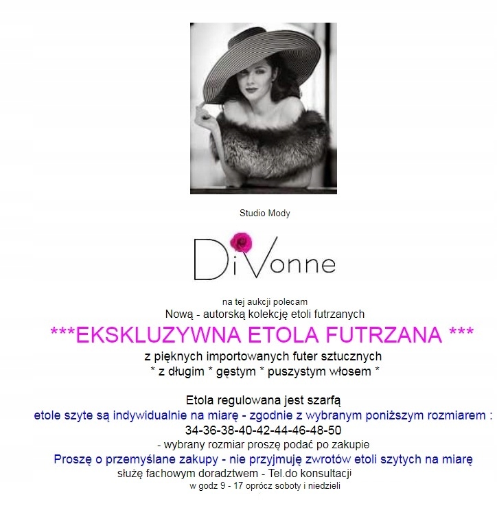 ekskluzywna ETOLA FUTRZANA studniówka wesele Materiał dominujący futro sztuczne