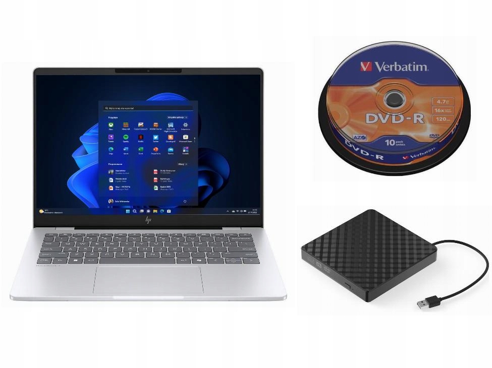 Laptop Hp Windows 11 Pro Intel Core Ultra 5 Zewnętrzny Napęd DVD 10 P