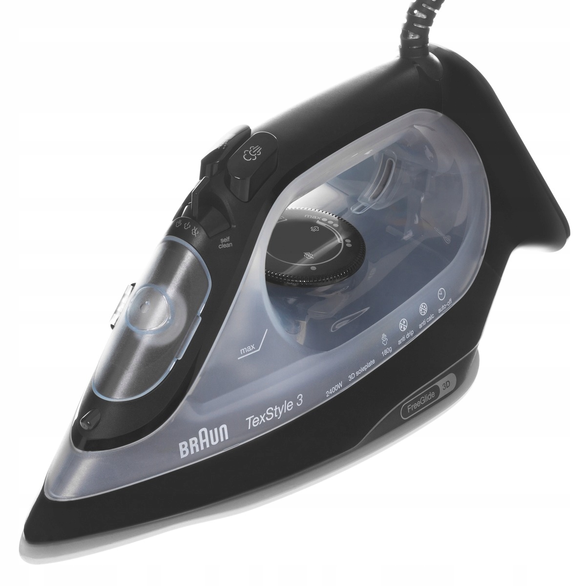 Braun FreeGlide 3D Żelazko parowe Stopa Ceramiczna Auto-Off 2400W SI3055BK
