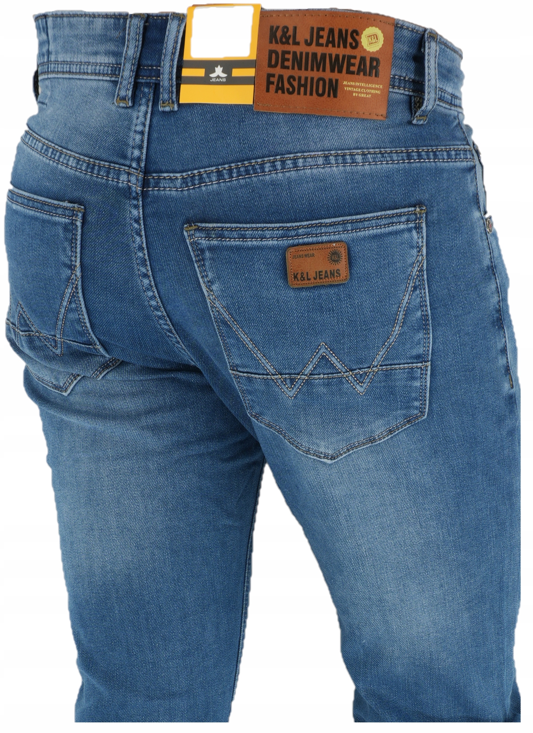 Cienki Jeans KL60 Spodnie Klasyczne Męskie Prosta Nogawka L32 W38
