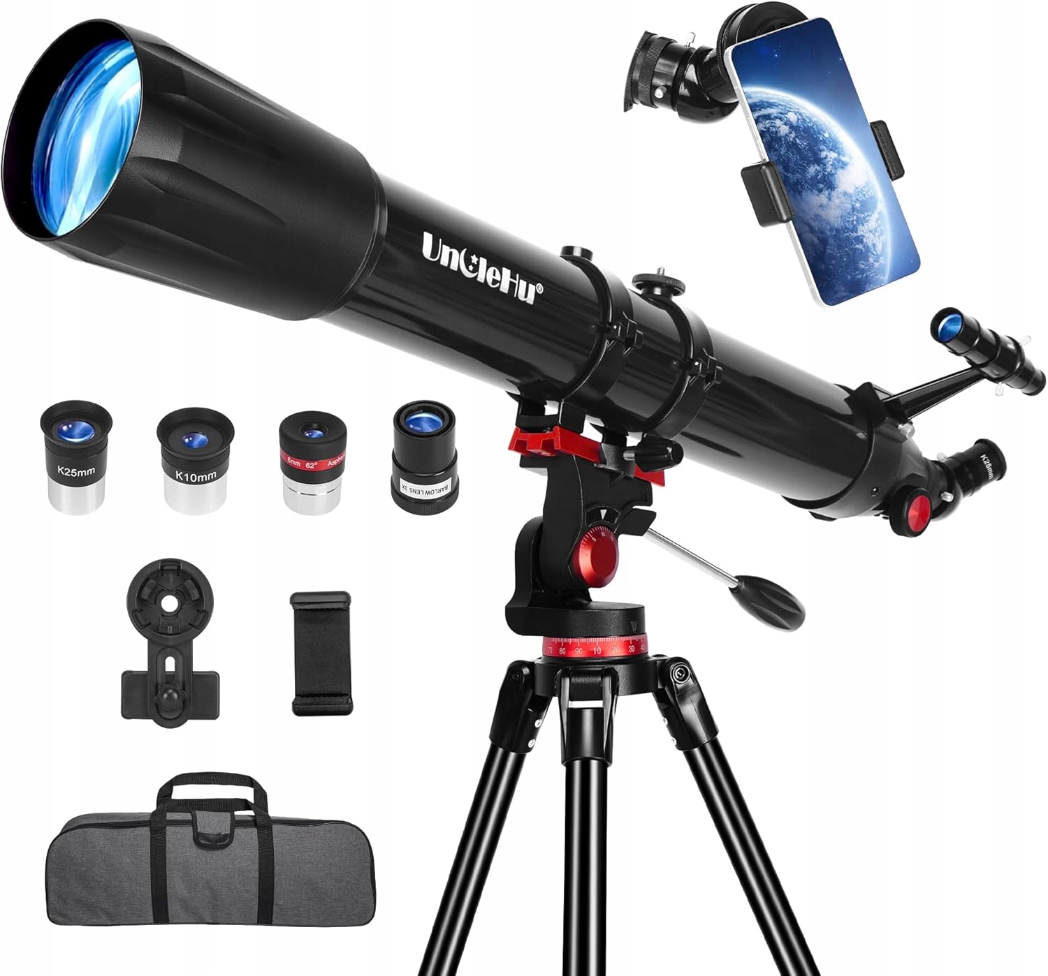 Astronomický dalekohled UncleHu 90900 900 mm 240x Barlowův azimutální