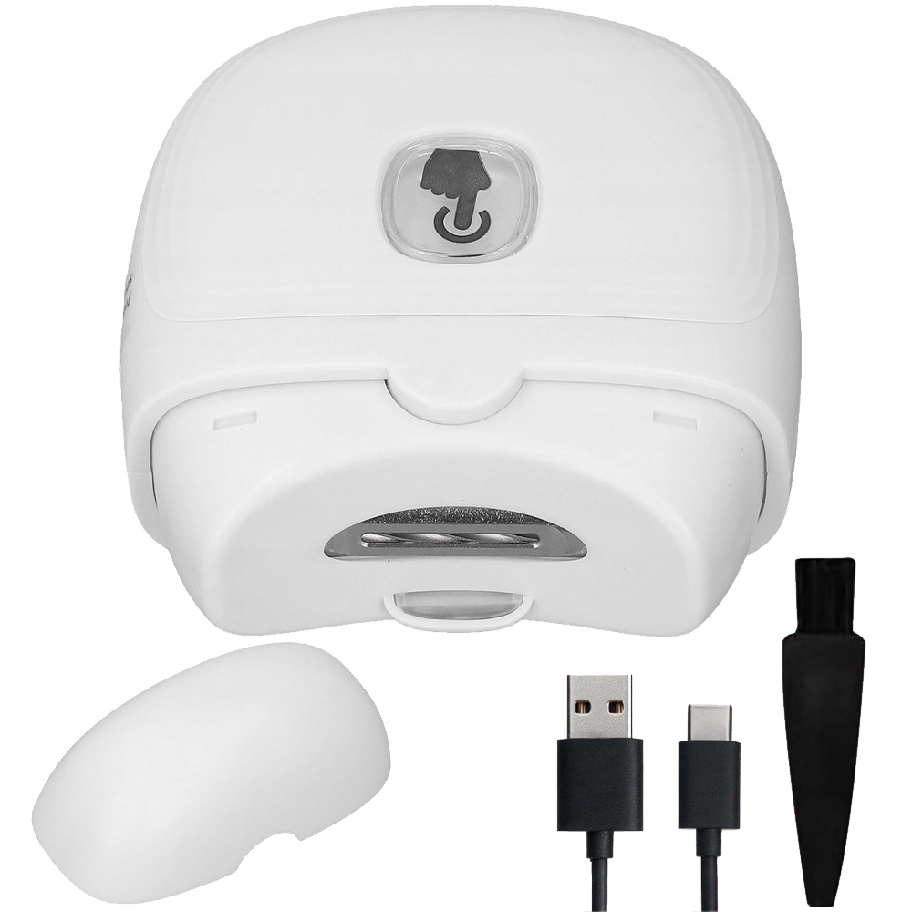 Elektrický Stříhač Nehtů Usb S Ledem A Zásobníkem Na Úseky, Bílý