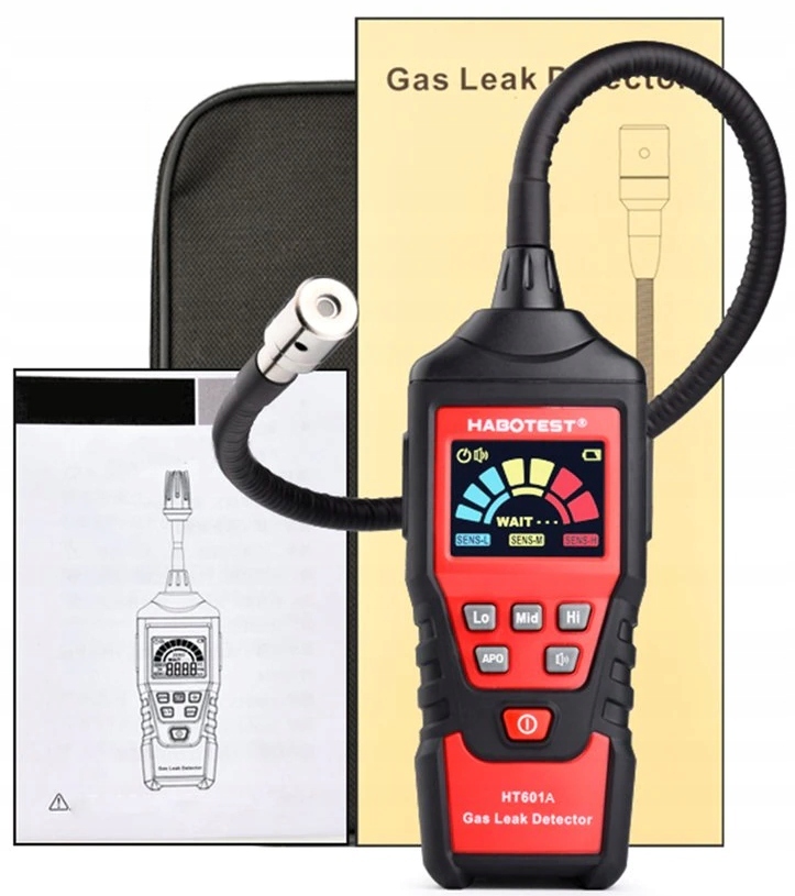 HABOTEST DETEKTOR WYCIEKU GAZÓW ZIEMNY PROPAN BUTAN Z ALARMEM HT601A + ETUI