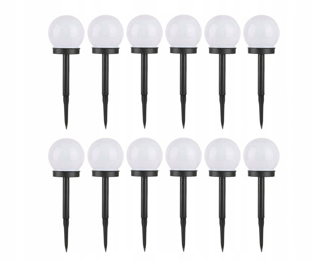 12x LAMPKI SOLARNE OGRODOWE LAMPA LED 10 cm KULA