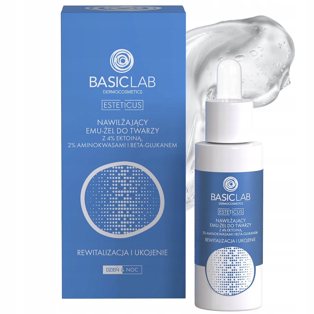 BasicLab Nawilżający emu żel do twarzy rewitalizacja i ukojenie 30 ml
