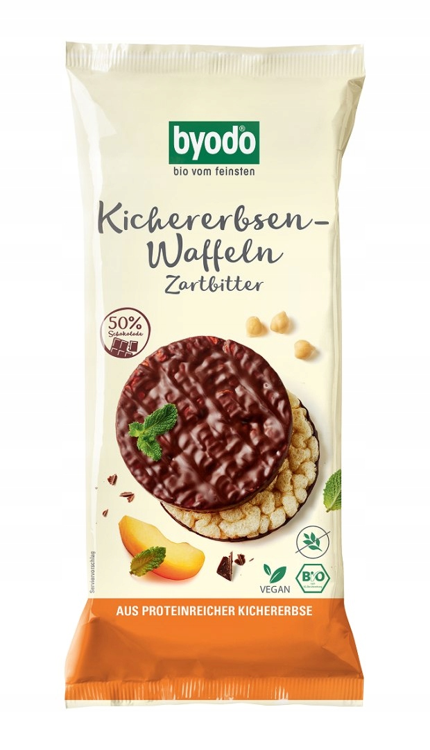 4x Cizrnové Vafle S Tmavou Čokoládou Bezlepkové Bio 65 g Byodo