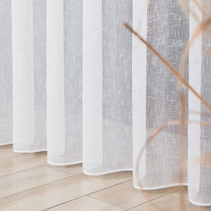 firanka biały jak len gruba przędza gotowa z taśma 400x240 400x245 krata