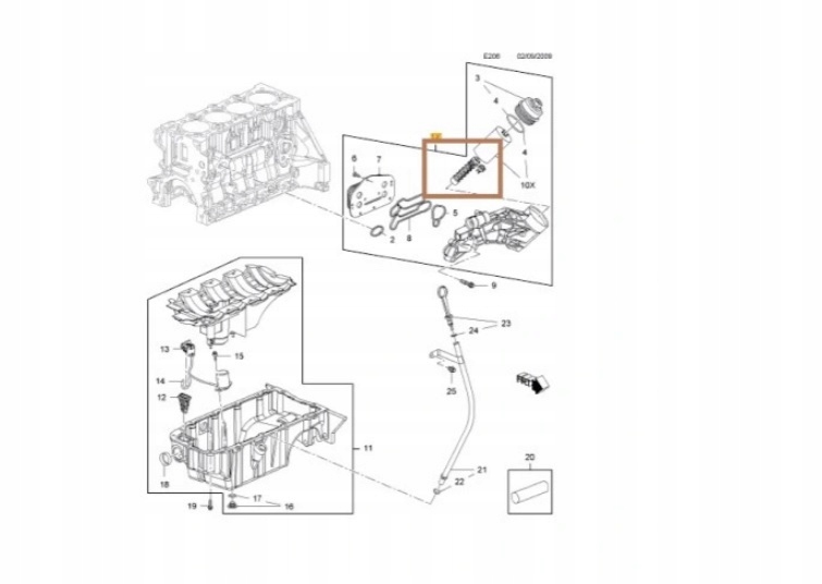 ZAWÓR ZWROTNY PODSTAWY FILTR OLEJ OPEL 1.4 1.6 1.8 Producent części Opel OE