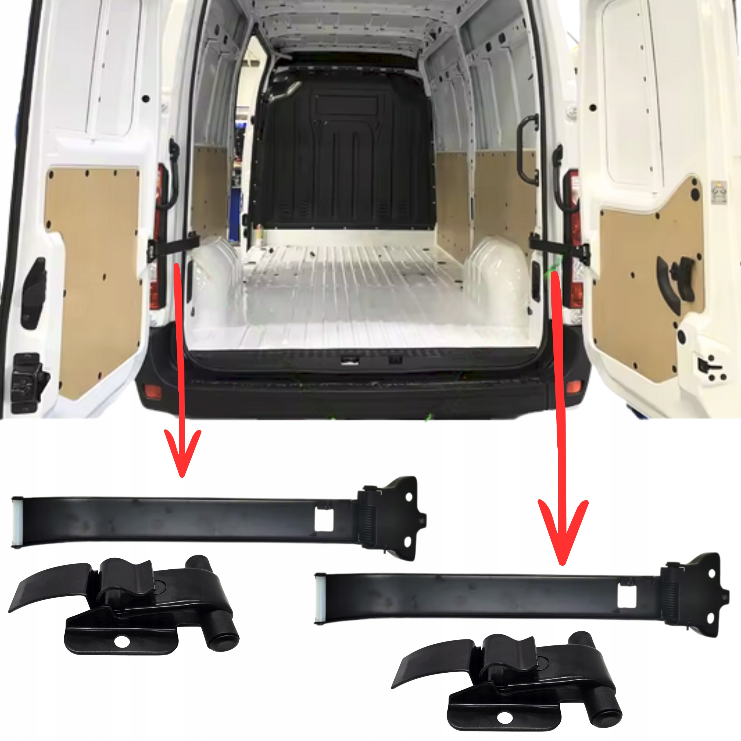 4x Omezovač Zadních Dveří Levý Pravý Master NV400 Movano B 2010->