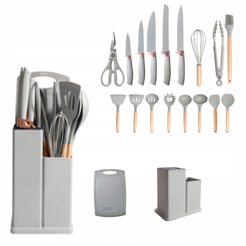 Sada Kuchyňského Náčiní Nože Nádoba Deska 18 Kusů