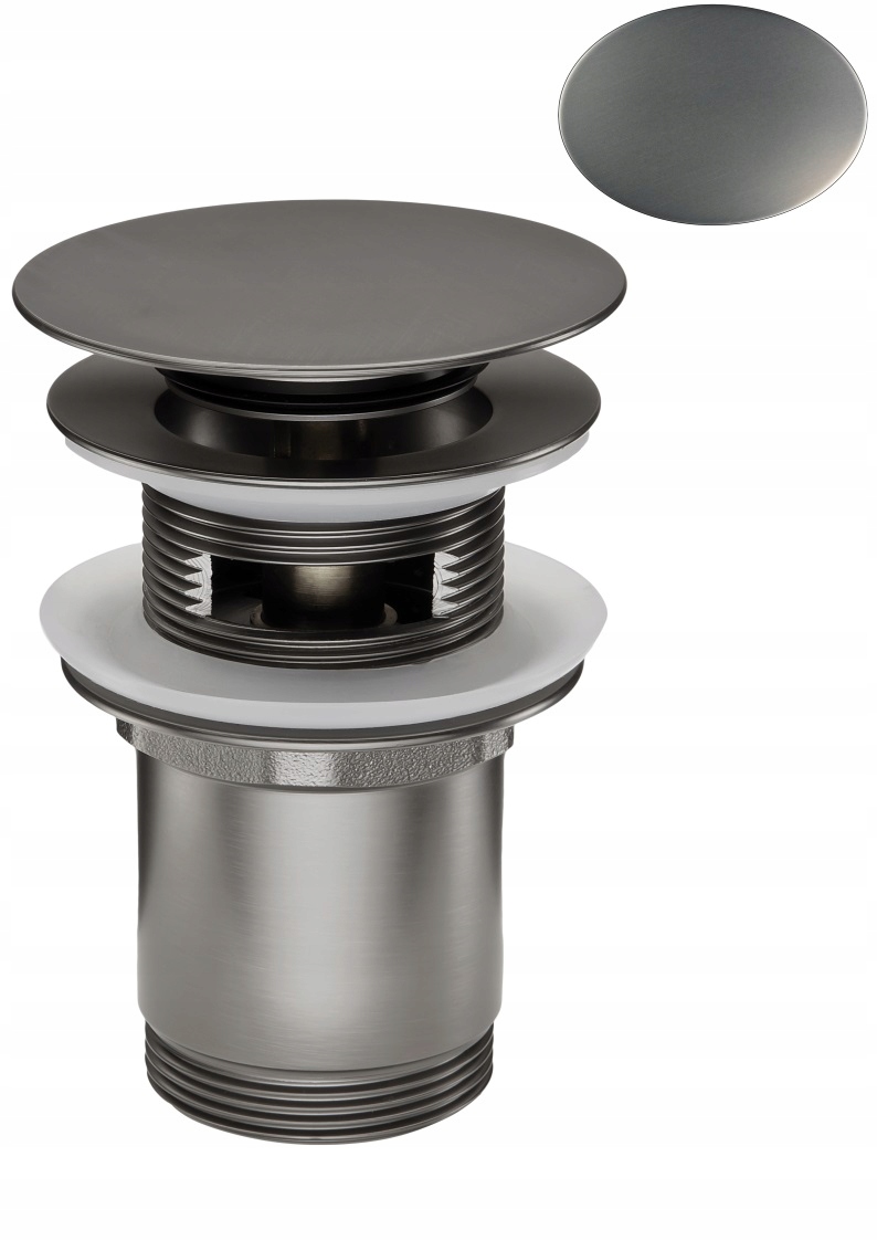 Click-clack Zátka do umyvadla nebo bidetu s pouzdrem univerzální Titanium