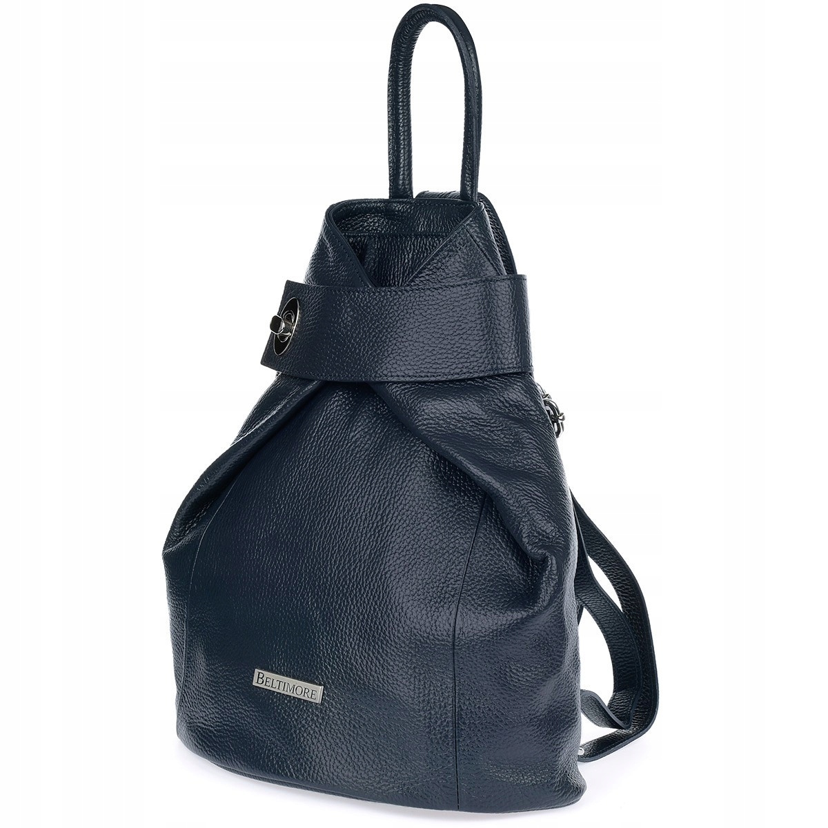 Tmavě modrý dámský elegantní kožený batoh s zapínáním Beltimore T54