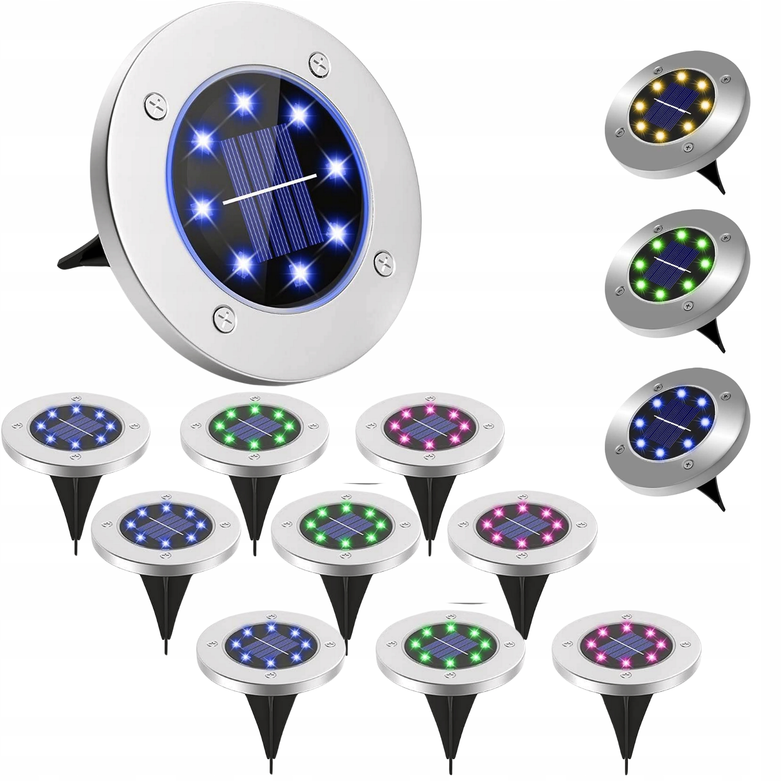 Solární Lampy Rgb Zapichovací Zahradní Disky Lampička Barva Disk 12 Ks Do Země