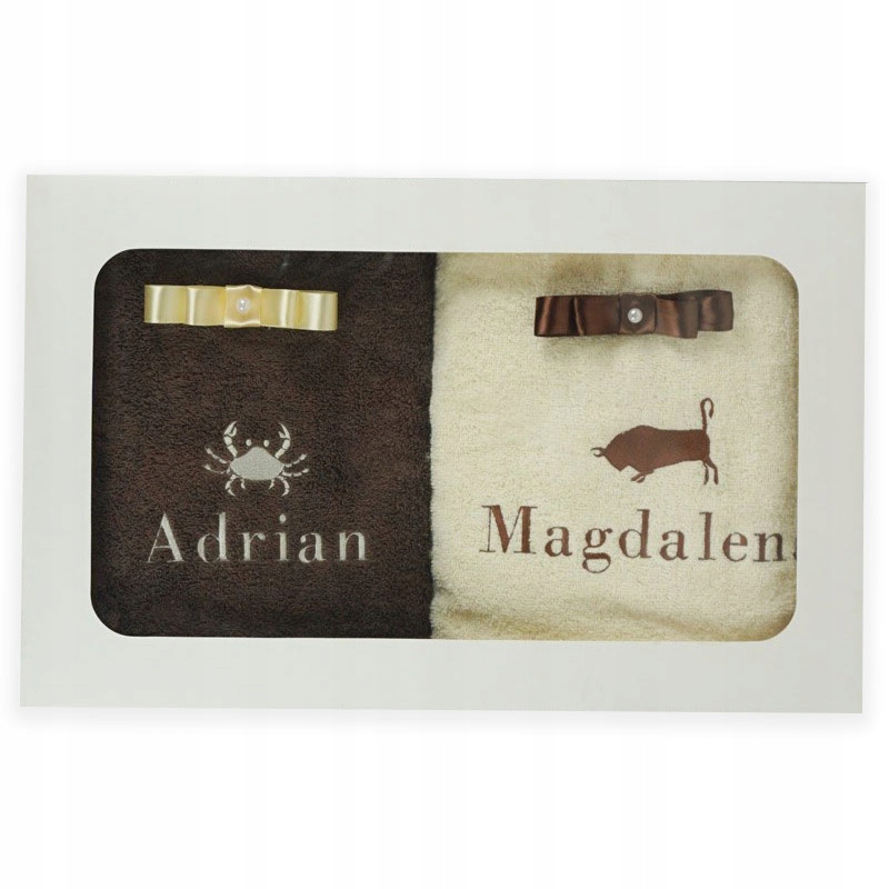 2xRĘCZNIK KĄPIELOWY W KARTONIE + ZODIAK I IMIĘ