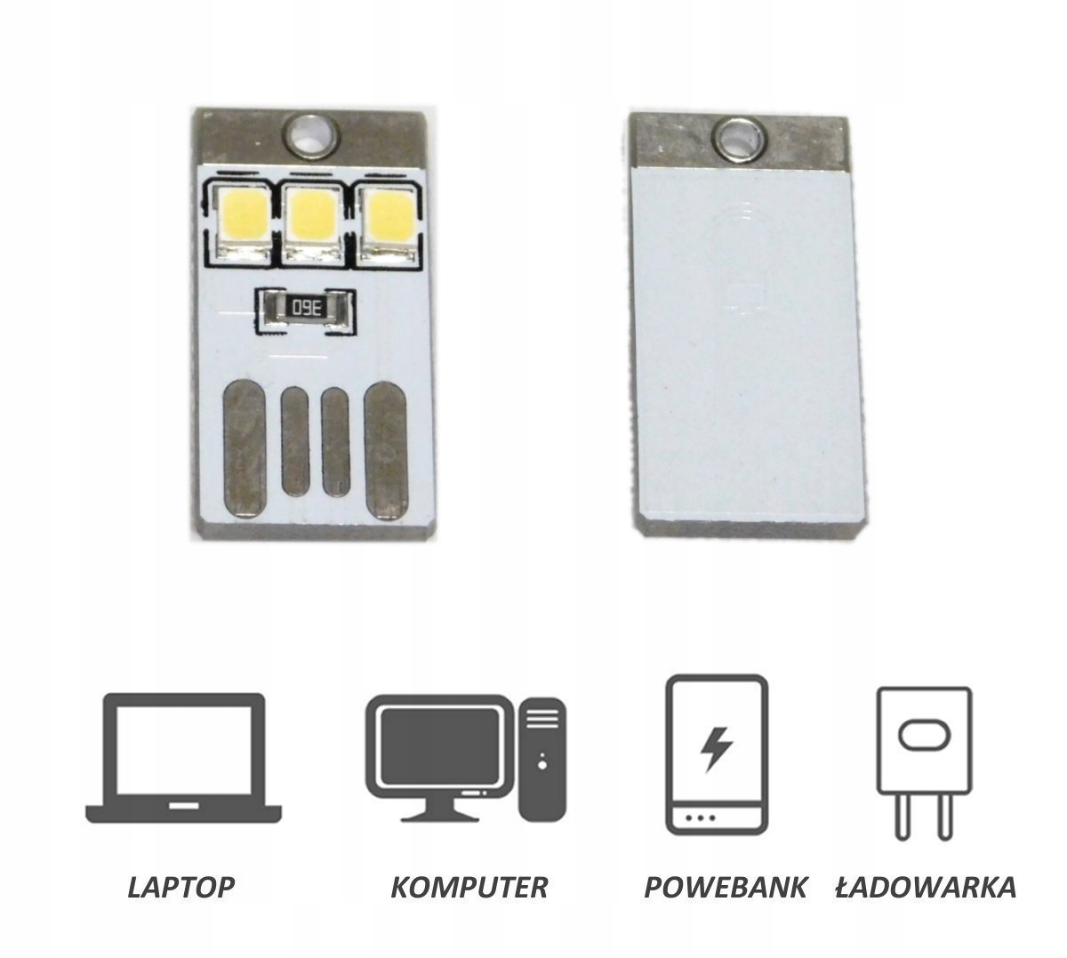 Mini lampka USB, brelok LED 5V/0,3W WHITE Producent JBT