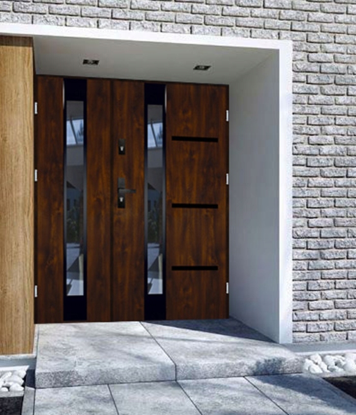 DRZWI ZEWNĘTRZNE DWUSKRZYDŁOWE INOX 4ZD3 BLACK 131CM 55MM Strona lewe prawe