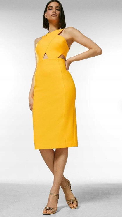 Oranžová Přiléhavá Šaty MIDI Karen Millen L