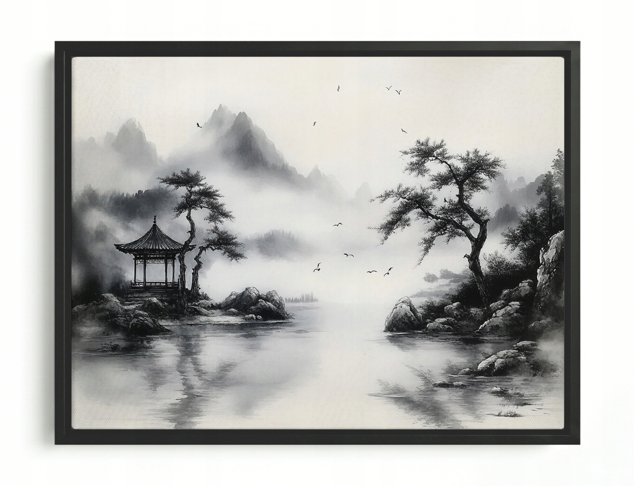 Obraz Rám Americká Krabička Grafika Tusz Asie Čína Krajina Pagoda 100x75