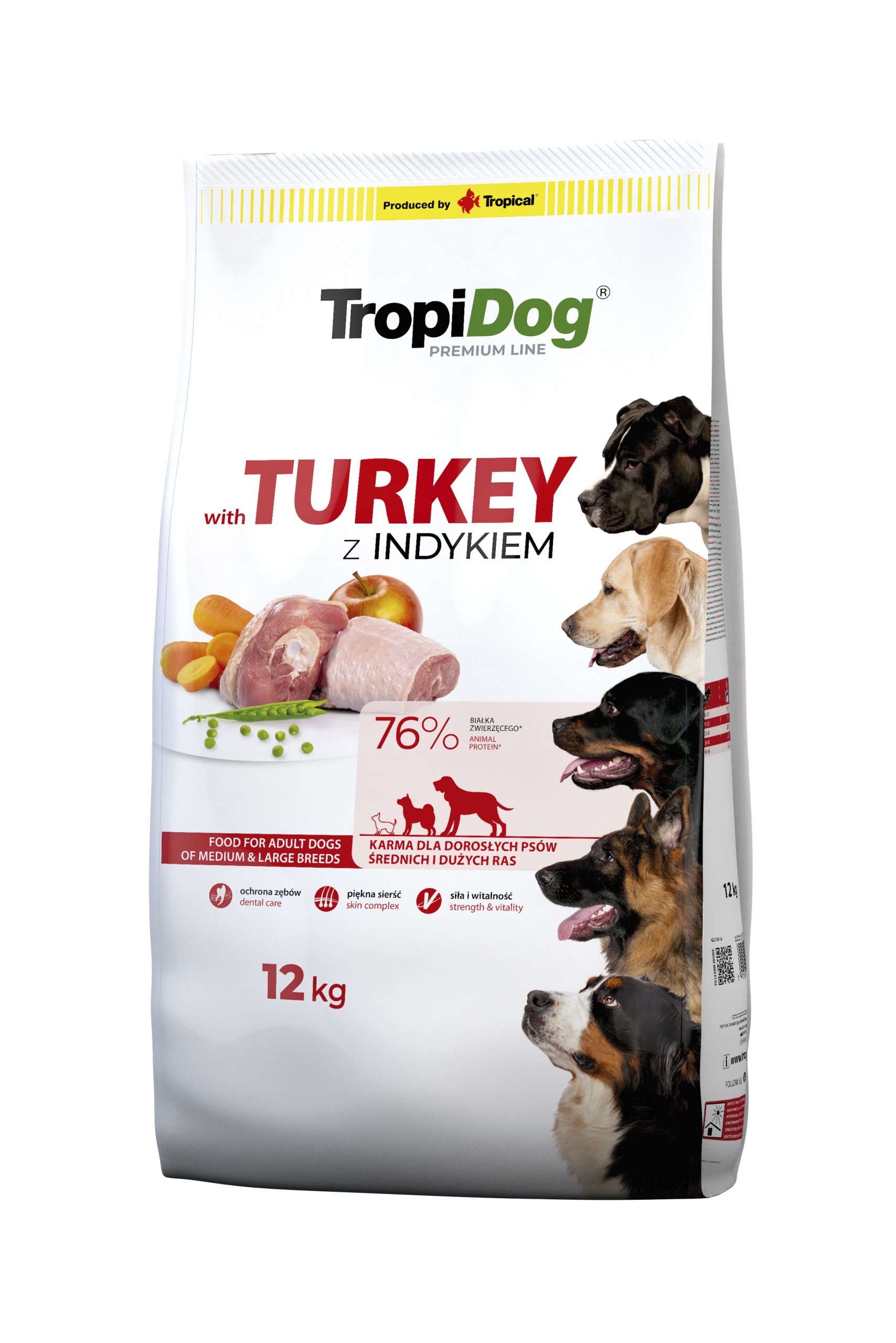 Tropidog Premium Adult indyk 12kg turkey dla dużych i średnich ras