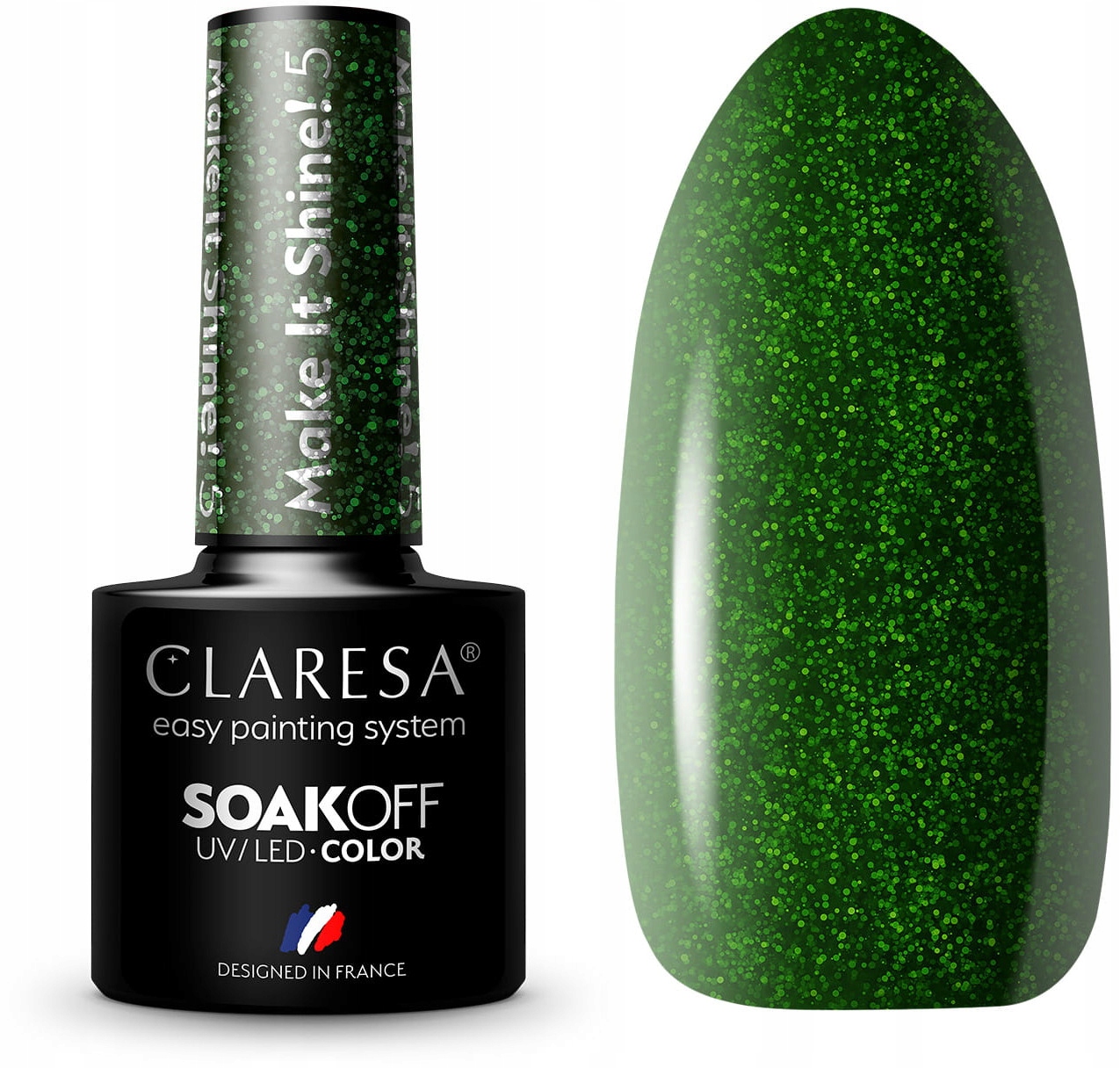 

Claresa Lakier hybrydowy Make It Shine 5 5g brokat