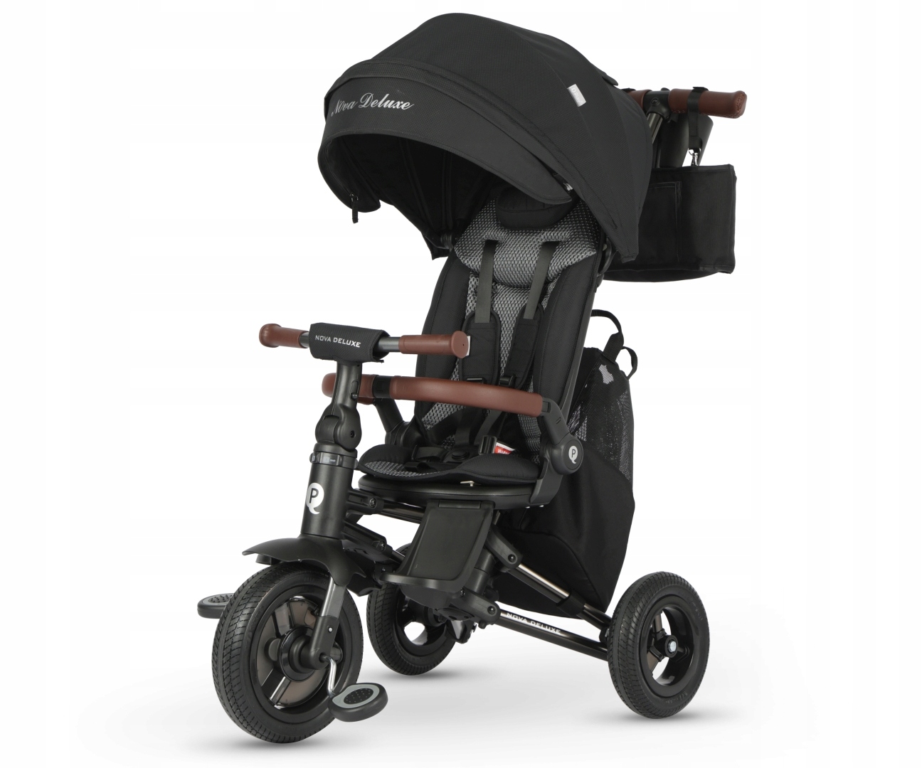 Qplay Rowerek Trójkołowy Nova Deluxe Black spacerówka 2w1