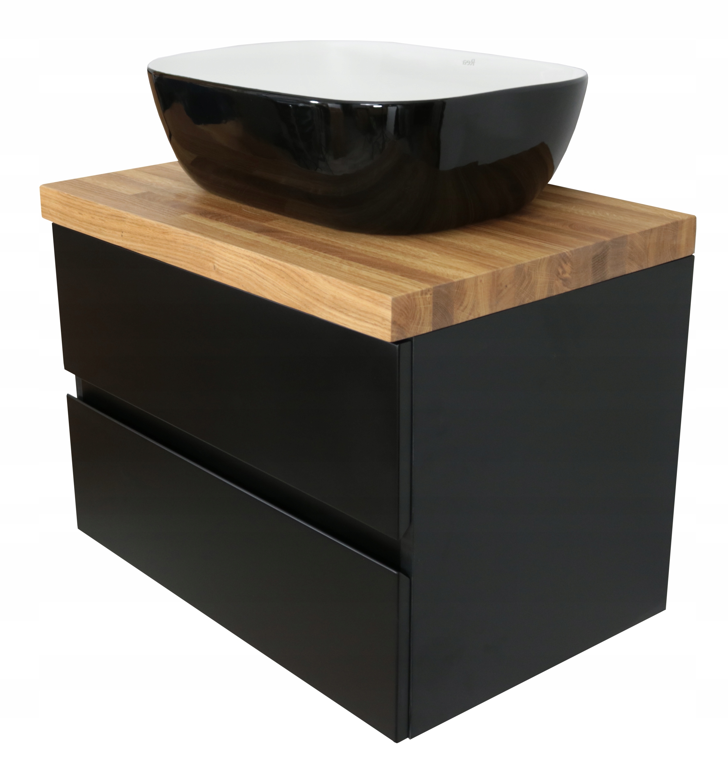 SZAFKA POD UMYWALKĘ LAKIER CZARNY MAT + LITY BLAT DĘBOWY | 60 CM | MDF EAN (GTIN) 9785889321439