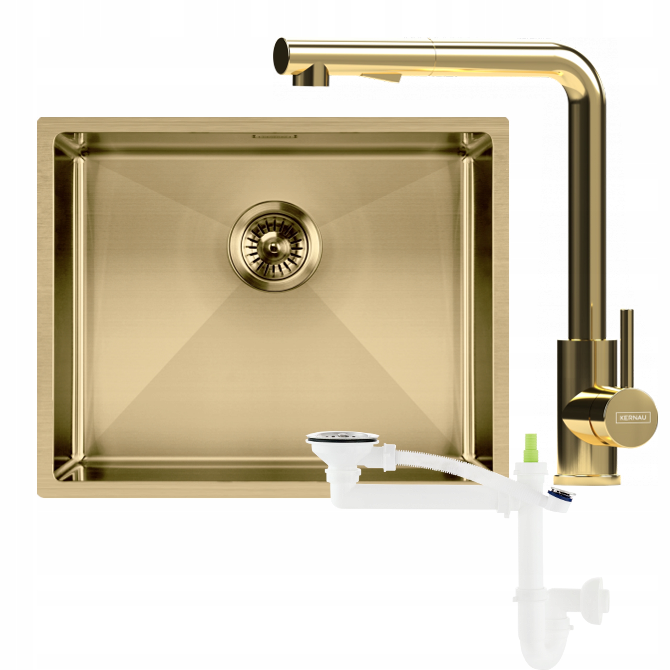 

Zestaw Kernau Zlewozmywak Bateria Syfon Złoty Gold