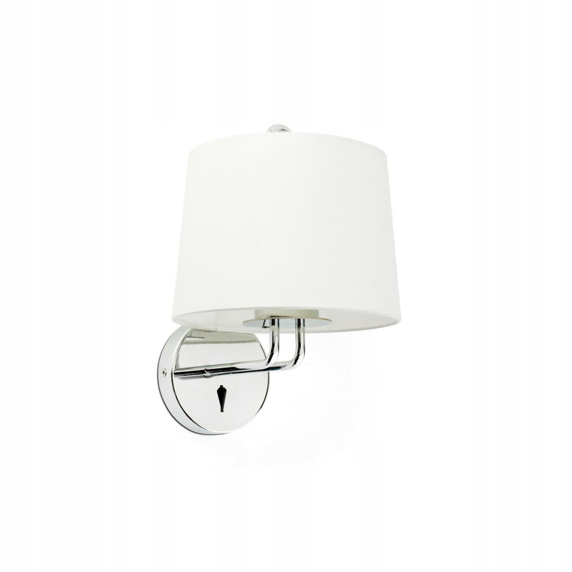 Nástenná lampa Faro Montreal chróm biela, textilné tienidlo, E27, IP20