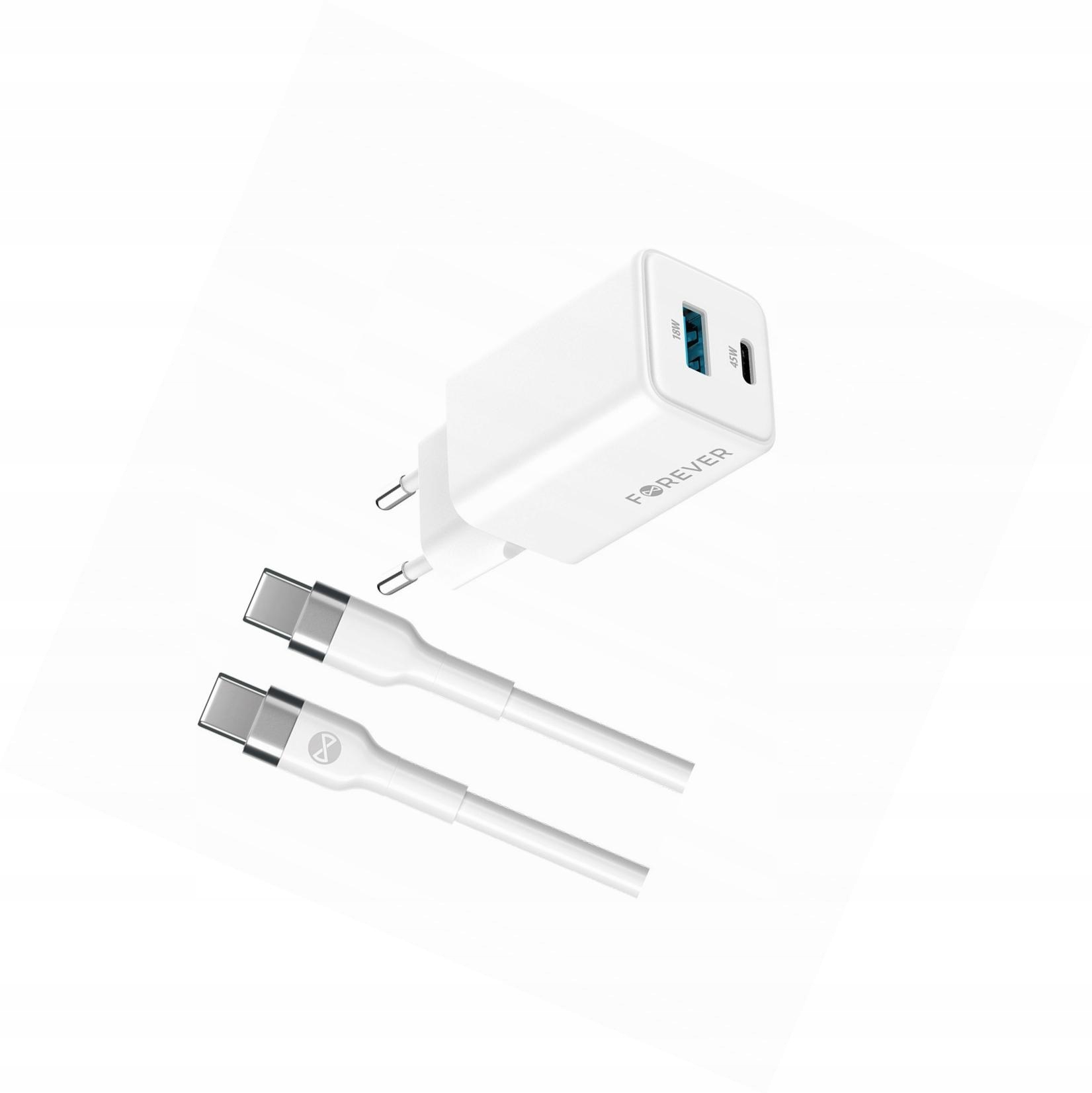 Szybka ładowarka GaN 45W 2 wejścia Usb i Usb-c z kablem do Realme 9 5G